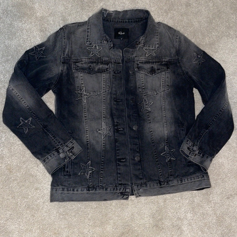 Rails faded black denim jacket with denim stars